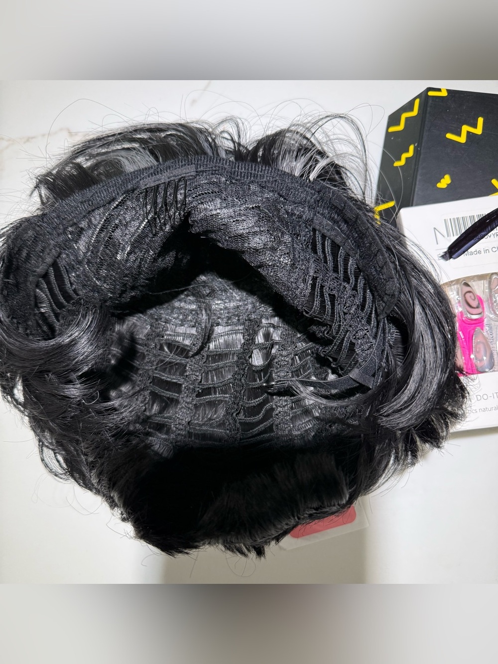 HAIR, Pixie with Nails, Long Bangs, Spiral Crown, Black with Silver highlights - Picture 8 of 10